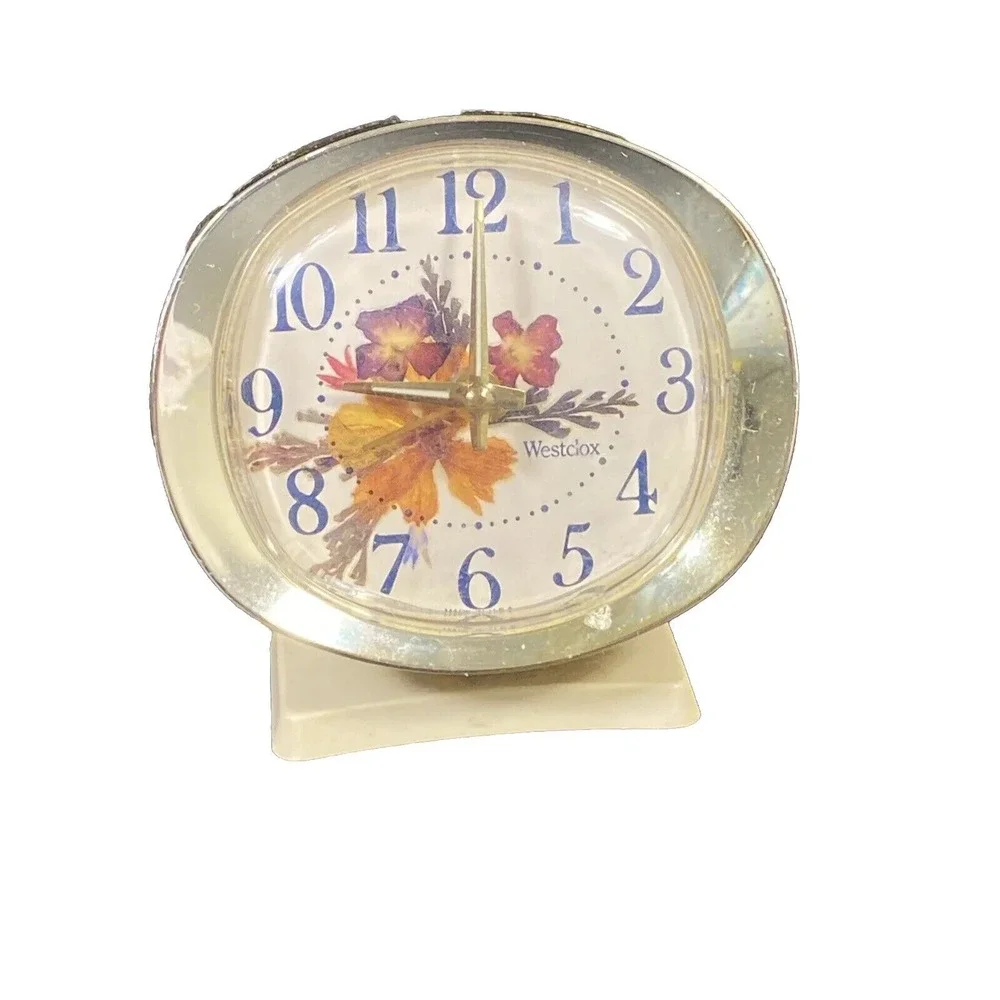 Vintage Westclox Alarm Clock Lady Ben‎ Wind Up Flower Faced 1990 Working